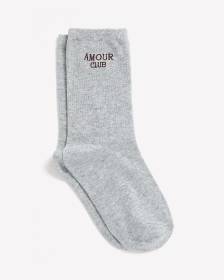 Grey Crew Socks with Amour Club Placement Print