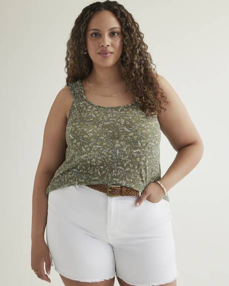 Camisole avec encolure en U et bretelles élastiques, mélange de lin