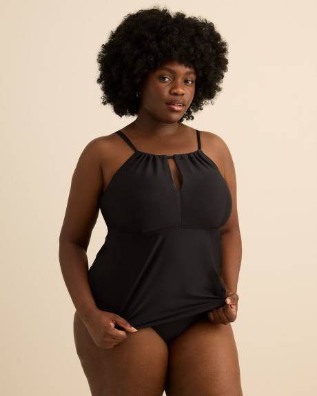 Black Halter Effect Tankini Top