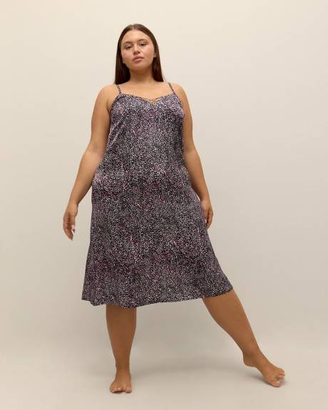 Zebra-Print Satin Nighty with Crisscross Strapping - Déesse Collection