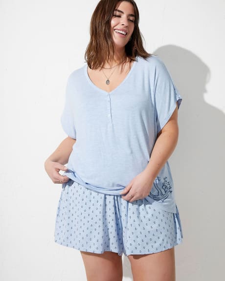 Responsible, Henley Pyjama Top with Placement Print
