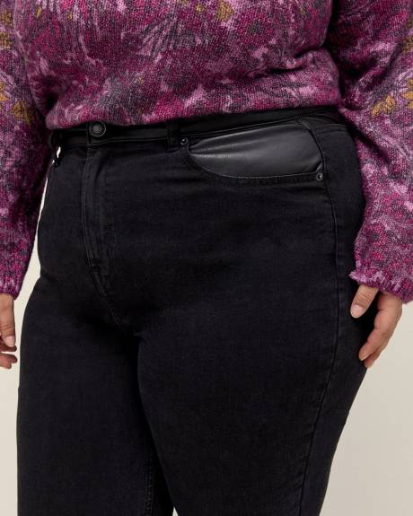Responsible, 1948-Fit Slim-Leg Jeans with Faux-Leather Trim, Black - d/C JEANS