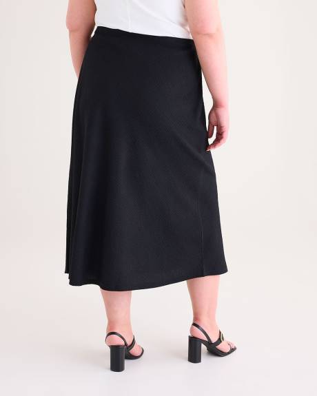 Black Textured Knit Midi Skirt