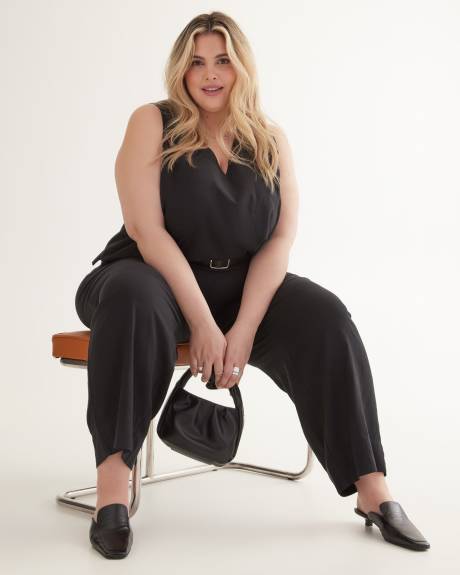 Black Sleeveless Blouse, Linen Blend