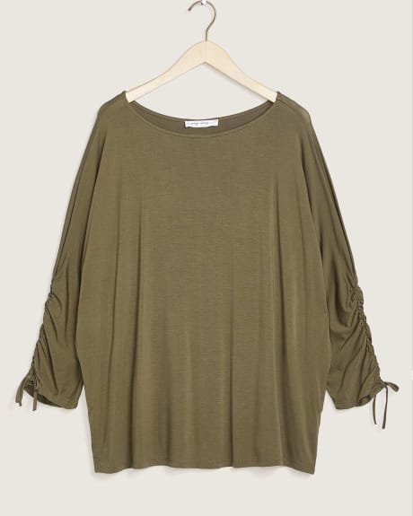 Dolman Sleeve Top With Boat Neck, Solid - In Every Story