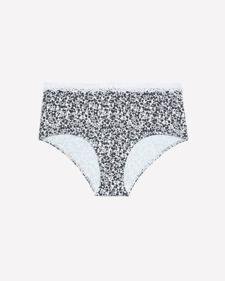 Floral Cotton-Blend Brief with Lace - ti Voglio