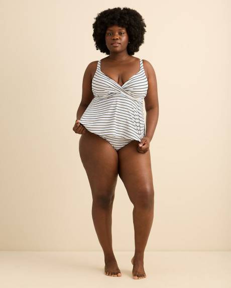 Tankini &agrave; encolue en V crois&eacute;e