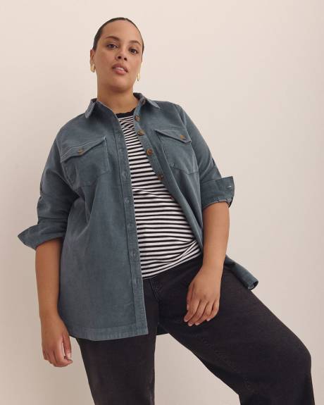 Corduroy Buttoned Down Shirt with Patch Pockets