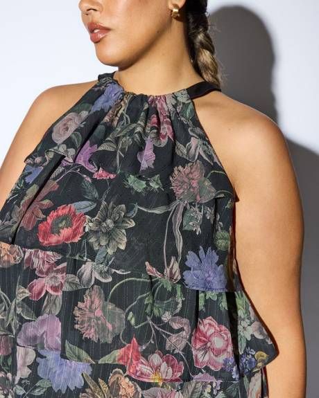 Meredith Shaw x PENN - Floral Halter Layered Ruffle Top