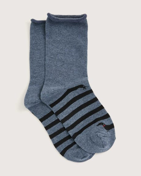 Rolled Edge Socks, Dogs And Stripes - In Every Story