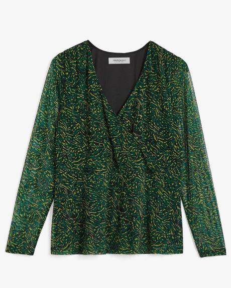 Long-Sleeve Wrap Knit Top - Addition Elle