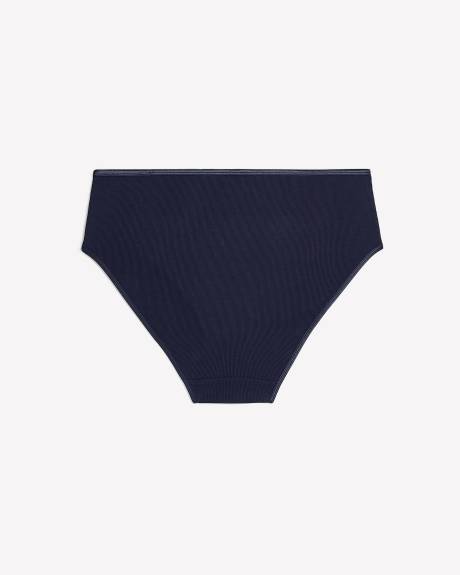 Navy Ribbed High-Cut Brief - ti Voglio