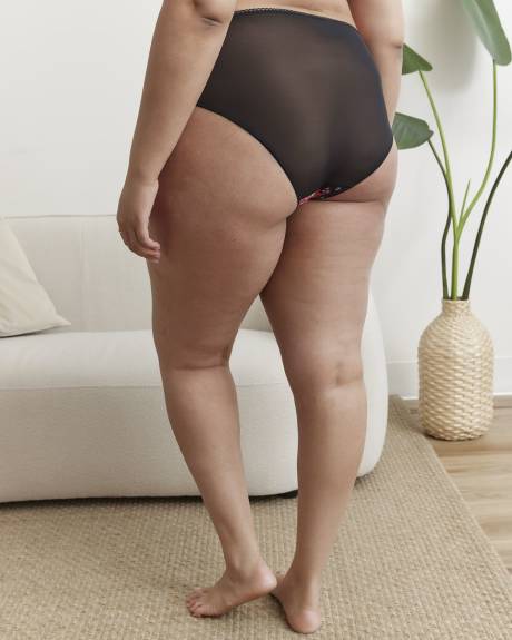 Culotte échancrée fleurie avec arrière en mesh - Déesse Collection