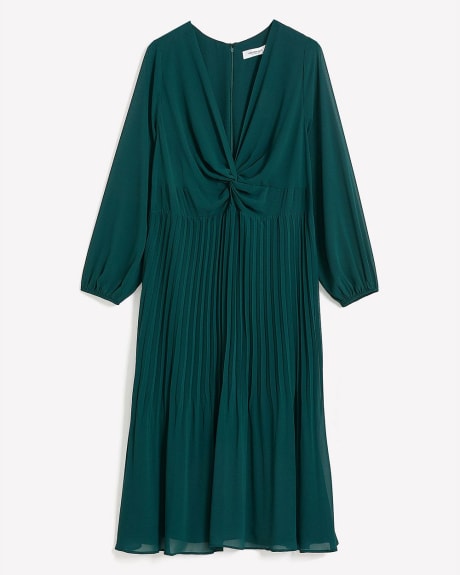 Responsible, Pleated Dress with Twisted Front Knot - Addition Elle