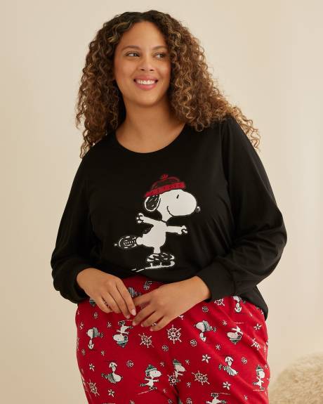 Long-Sleeve Pyjama Sweatshirt with Snoopy Print - ti Voglio