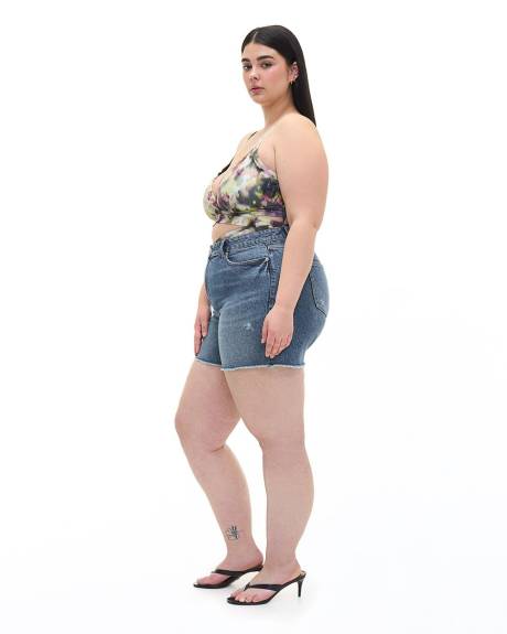 Short en denim usé, tissu responsable - Addition Elle