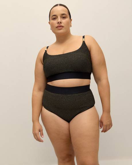Black and Gold Mesh Crop Bikini Top