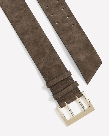 Ceinture de taille en faux suède taupe avec boucle carrée