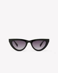 Black Cat-Eye Sunglasses with Metal Temple