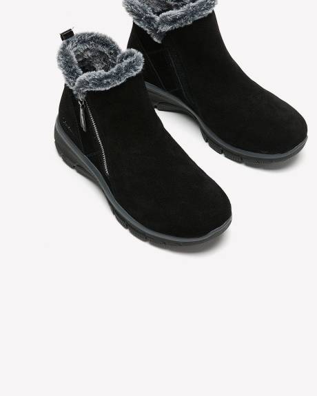 Wide Width, Zipper-Up Ankle Boots with Faux-Fur Trim - Skechers