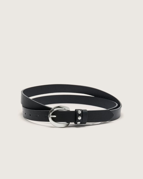 Black Skinny Belt with Studded Loop