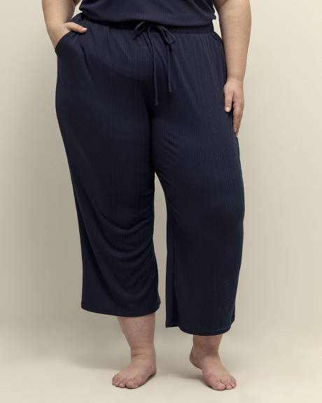 Blue Ribbed Knit Pyjama Pant - ti Voglio