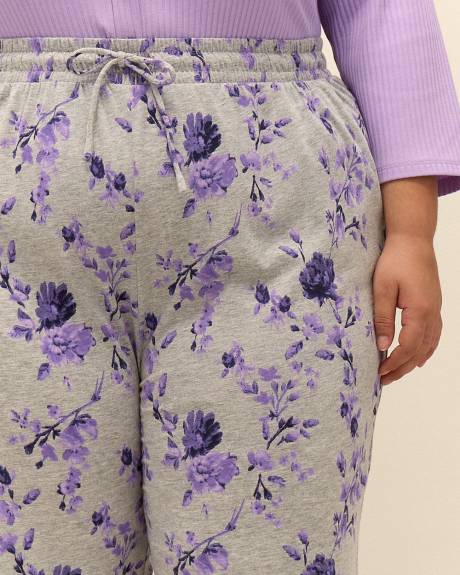 Pantalon de pyjama en tricot chiné fleuri - ti Voglio
