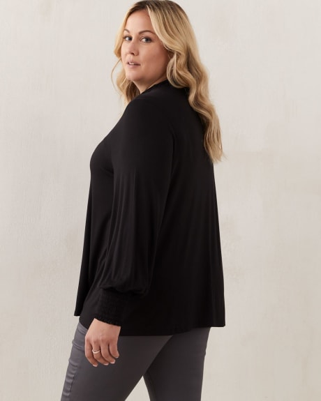 Funnel Neck Top With Balloon Sleeves - In Every Story
