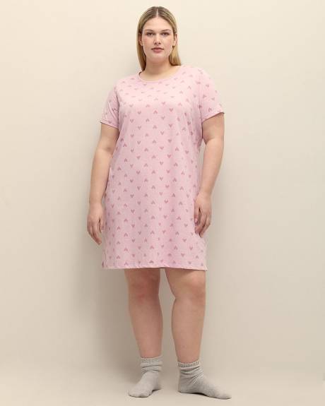 Chemise de nuit en tricot chiné à motif de coeurs - ti Voglio