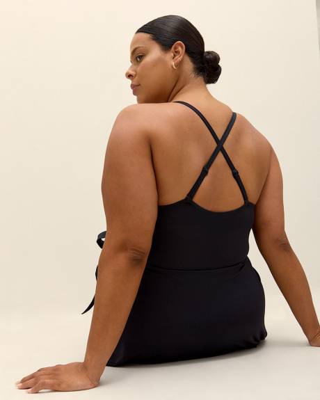 Black Swimdress with Side Waist Tie