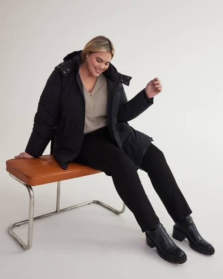 Stretch Puffer Jacket with Removable Hood