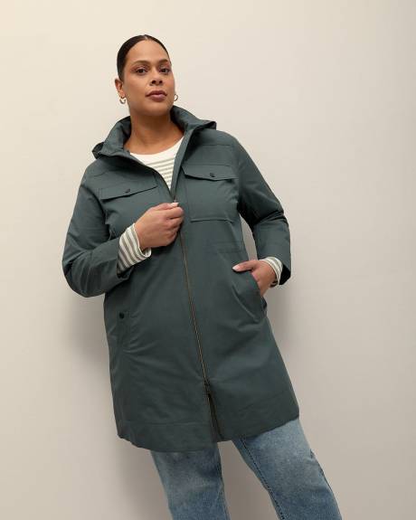 Manteau imperméable long à capuche