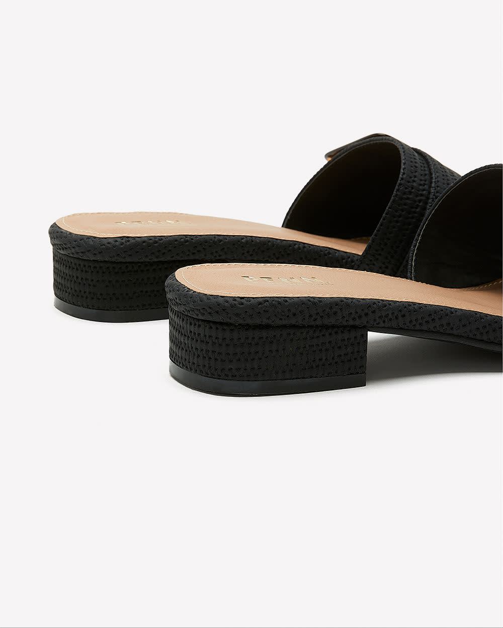 Extra Wide Width Black Slide In Sandal with Tortoise Buckle Penningtons