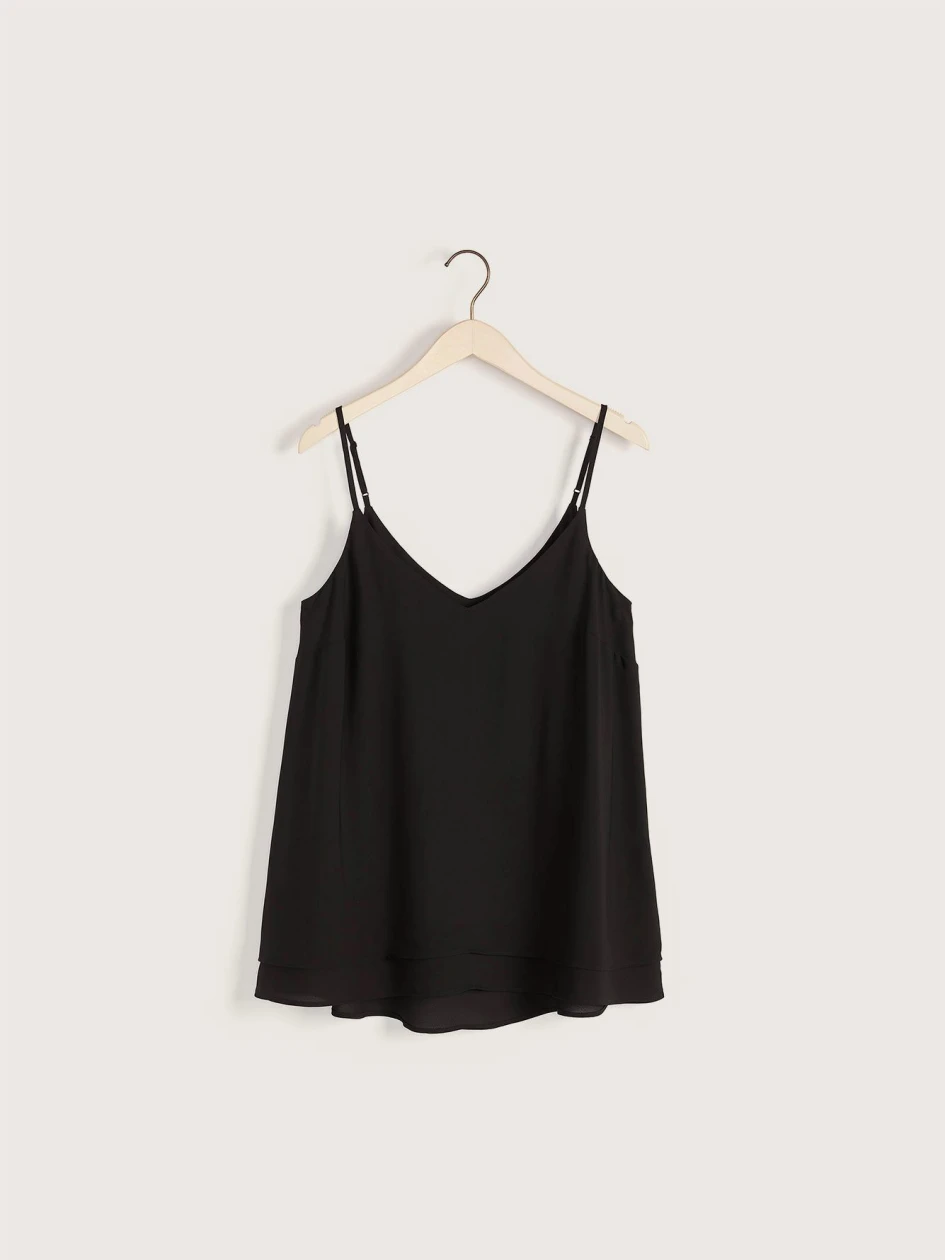 Silky V-Neck Camisole with Adjustable Straps