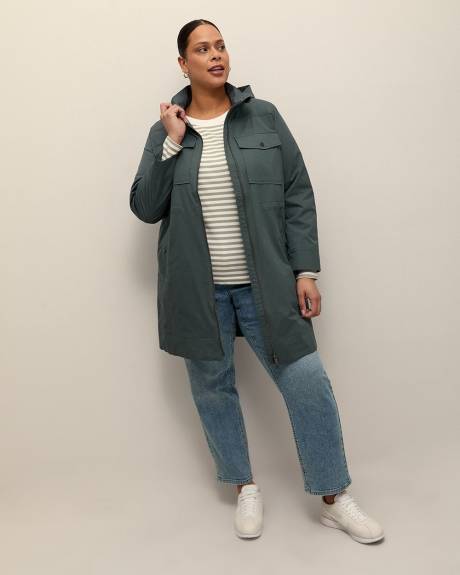 Manteau imperméable long à capuche