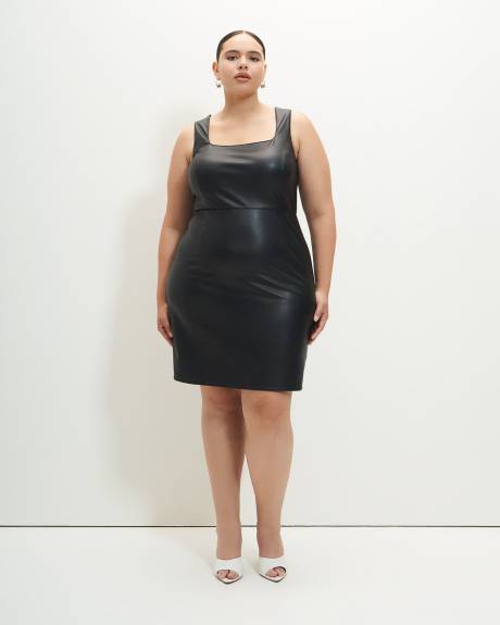 Sleeveless Faux Leather Dress - Addition Elle