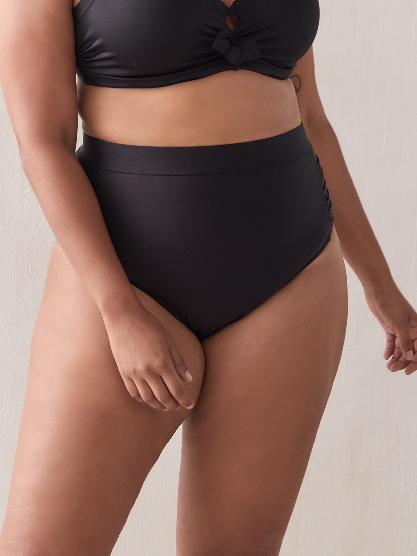 High Waist Ruched Bikini Bottom Addition Elle Penningtons