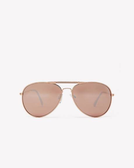 Rose Gold Aviator Sunglasses