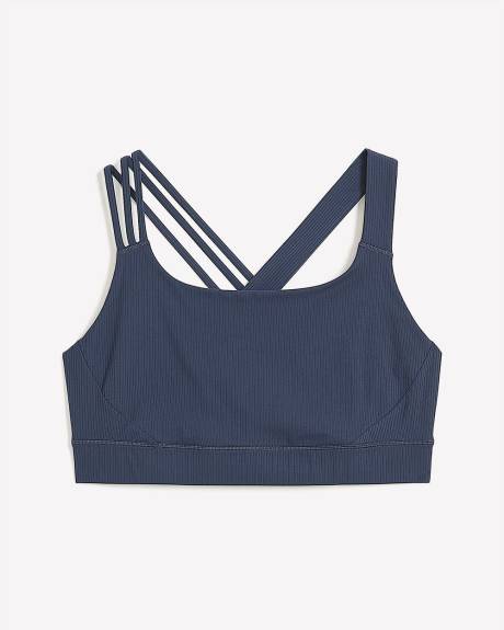 Ribbed Crop Top with Asymmetrical Straps - Active Zone