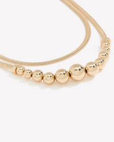 Collier doré court à deux chaînes avec billes