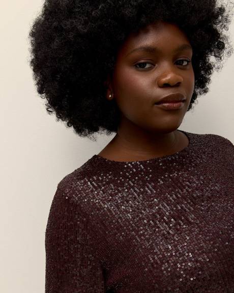 Sequins Swing Top with Bubble Sleeves