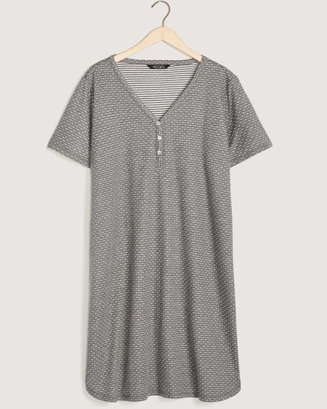 Jacquard Short-Sleeve Sleepshirt - tiVOGLIO
