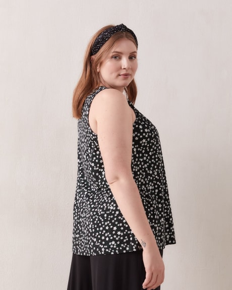 Printed Knit Tank Top With Knots - In Every Story
