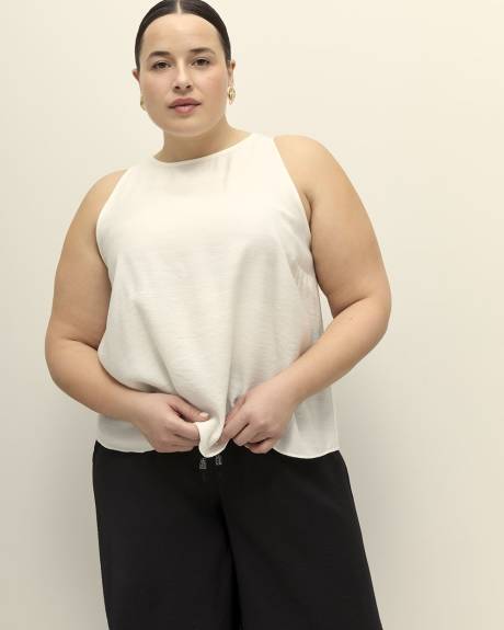Sleeveless Swing Blouse with Back Bow Tie