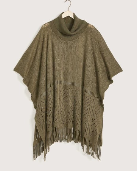 Knit Poncho With Fringe - In Every Story