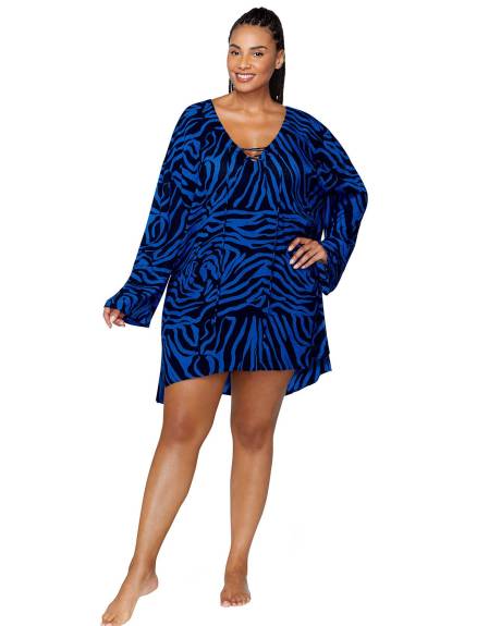Tunique cache-maillot Micha à rayures vaguées - Raisins Curve