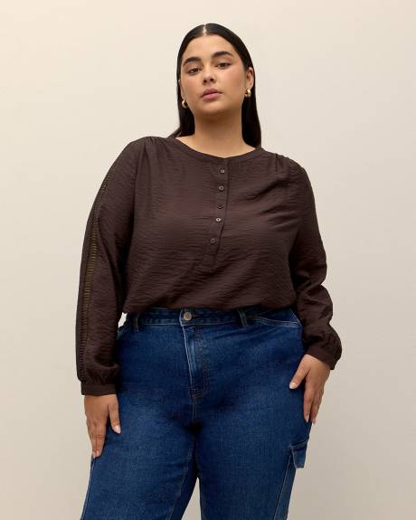Responsible, Swing Blouse with Long Trim Sleeves