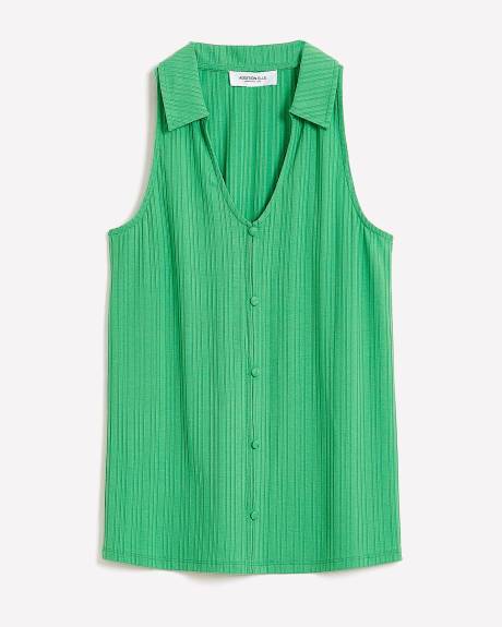 Halter Knit Top with Open Shirt Collar - Addition Elle