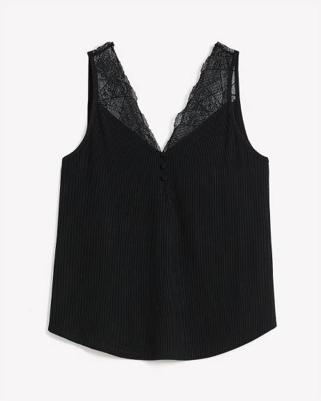 Sleeveless Rib Cami with Lace - Addition Elle