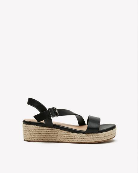 Extra Wide Width, Faux-Leather Strappy Platform Sandal